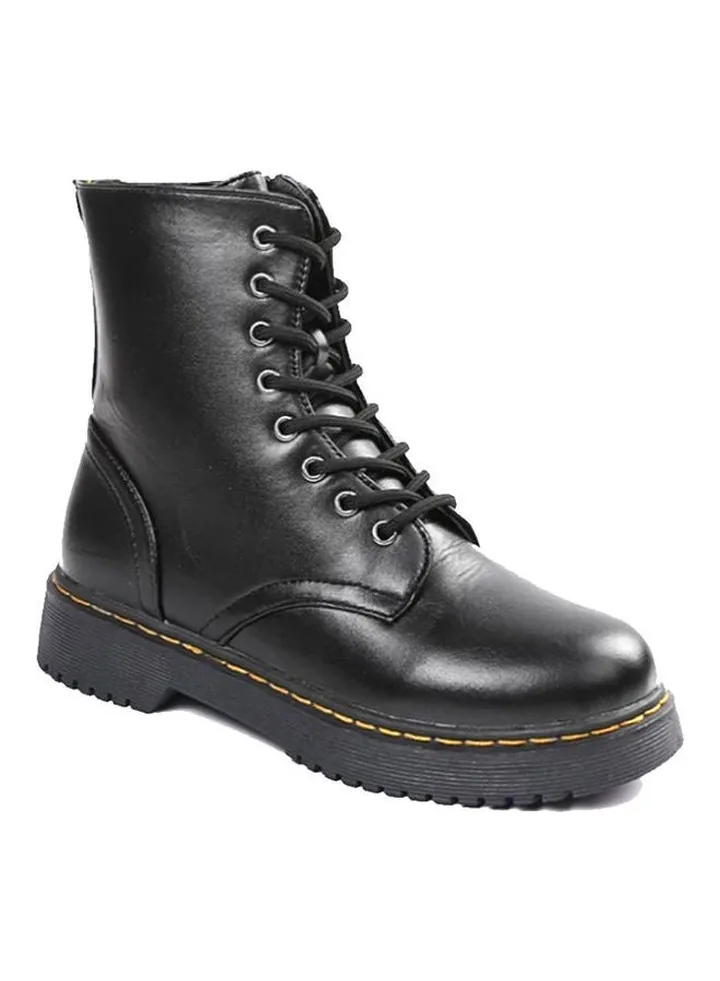 Motorcycle Ankle Platform Boots Black