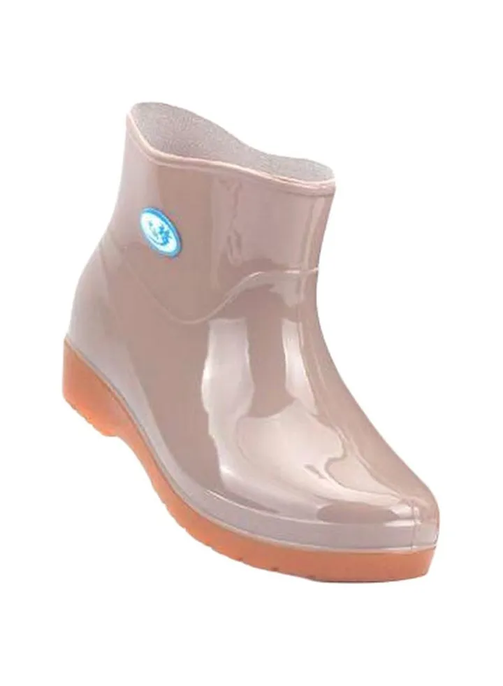 PVC Low Rise Ankle Boots Beige/Pink