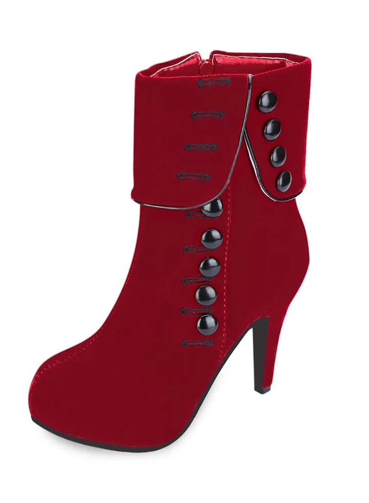 High Heel Ankle Boot Red