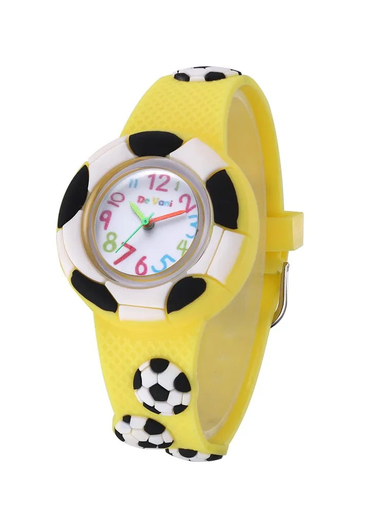Kids Wrist Watch By De Vani Yellow Rubber Band