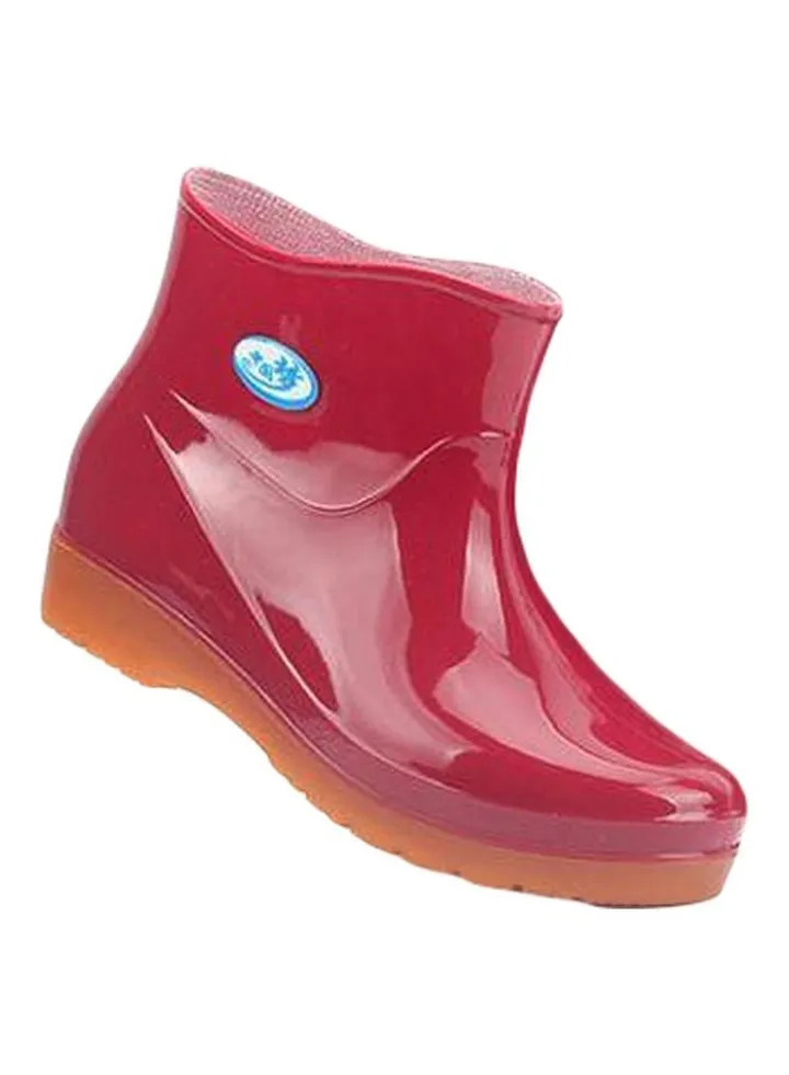 PVC Low Rise Boots Red