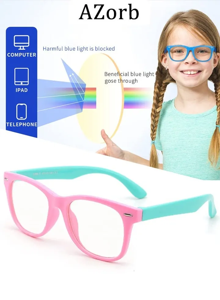 Kids Blue Light Blocking Glasses Anti-Glare Anti-UV Mobile TV Silicone Glasses for Boys Girls 3-12 Years Old Children's Blue Light Blocking Glasses