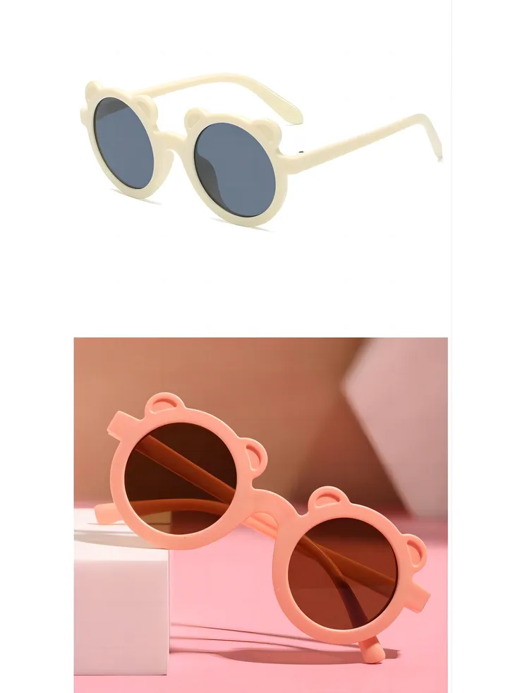 Two Sets Of Sunglasses For Summer Round Frame Bear Children