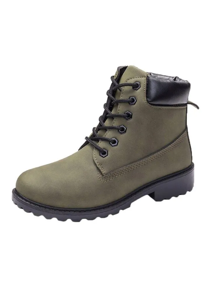 Lace Up Ankle Boots Green