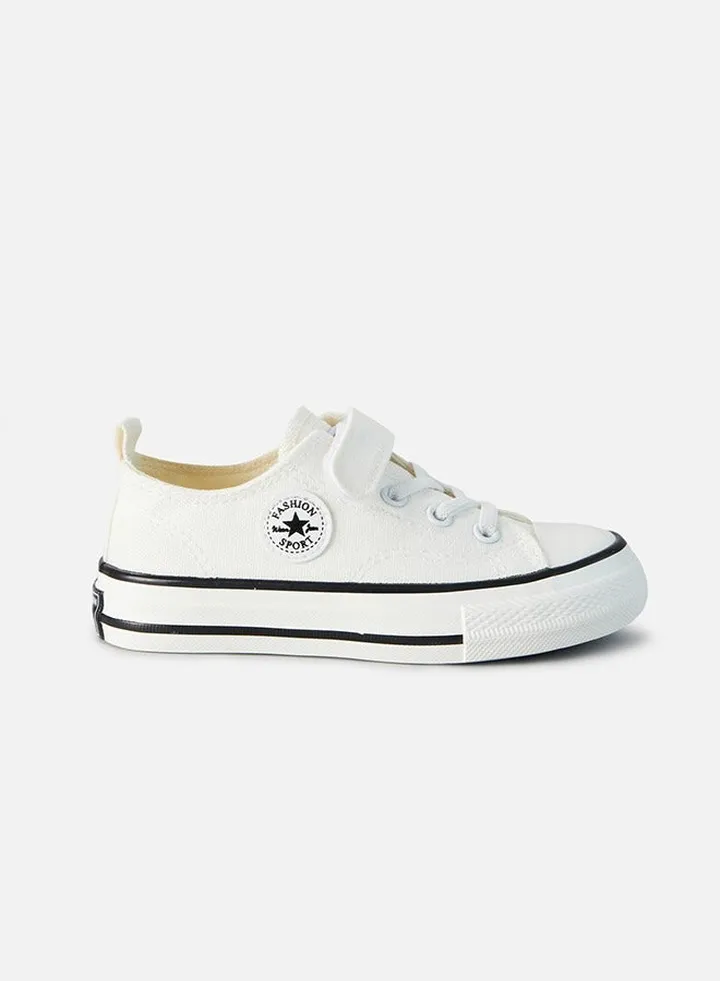 Kids Casual Low Top Canvas Sneakers - White