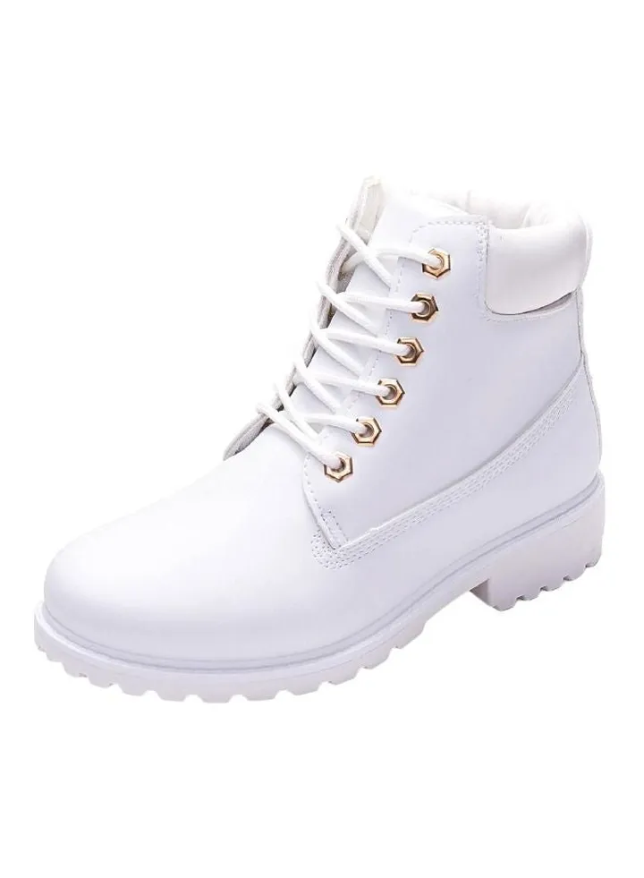 Lace Up Ankle Boots White
