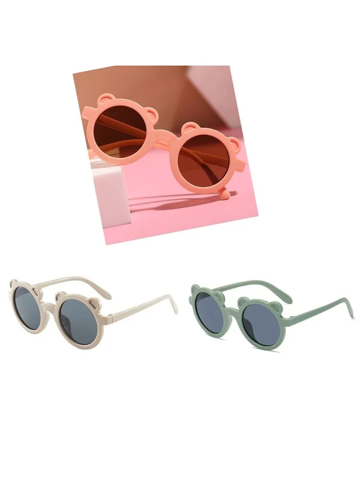 Summer Round Frame Bear Set Of Three Sunglasses For Children