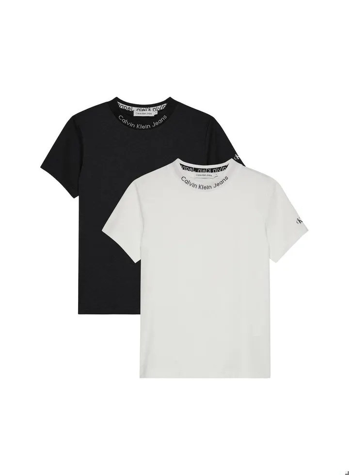 Boys' 2 Pack Logo T-Shirts, Cotton, Black/ White