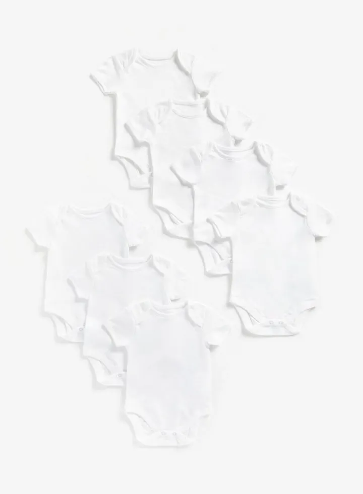 White Short Sleeved Bodysuits 7 Pack