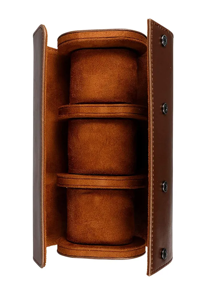 Watch Storage Box Premium 3 Slots PU Leather Roll Travel Case for Men and Women Home Storage, Travel, Display