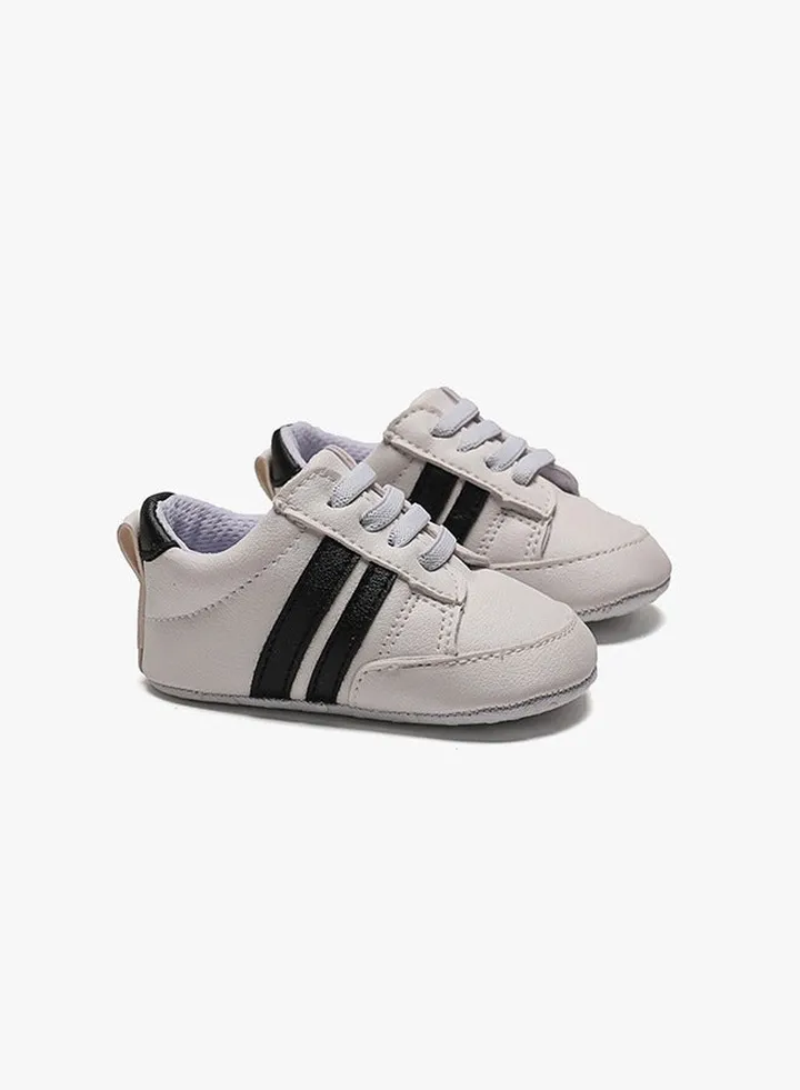 Unisex Baby Premium PU Leather Sneaker Soft Non-Slip Sole Toddler Newborn Stripe Crib House Shoes
