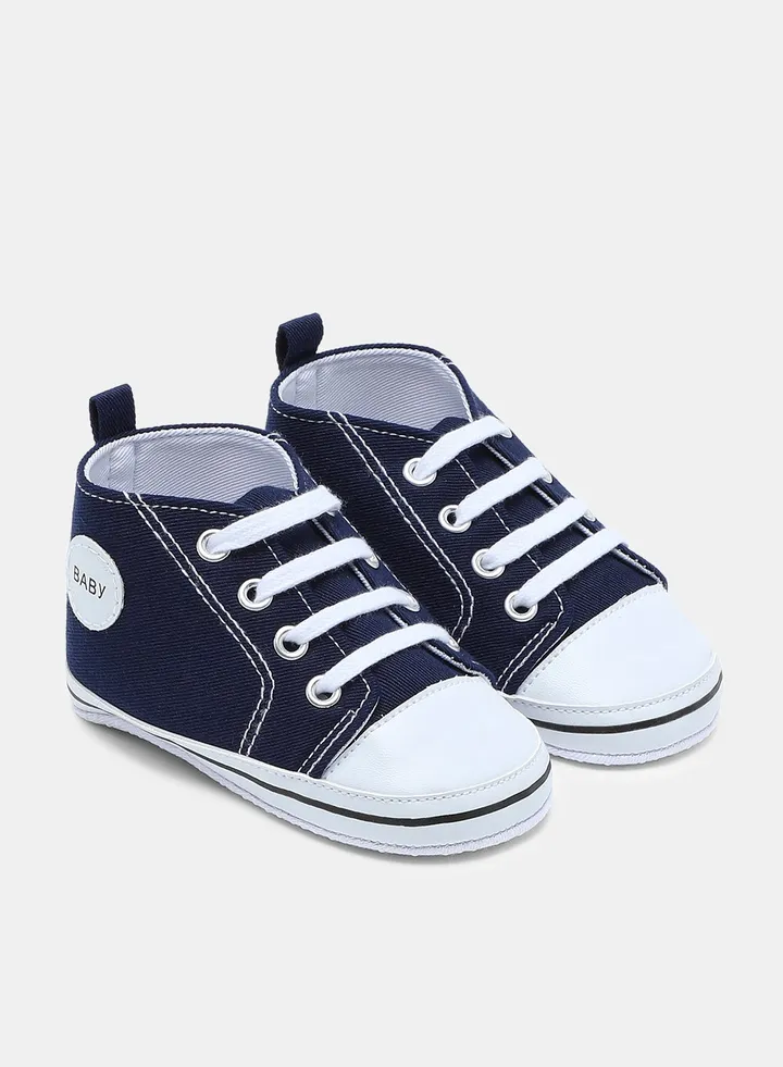 Kids Lace Detail Low Top Sneakers Navy Blue