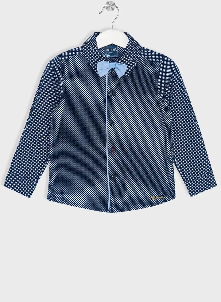 Nauti Nati Boys Navy Blue Standard Opaque Printed Casual Shirt