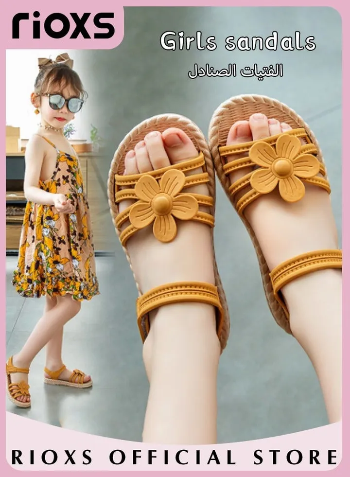 Little Kids Girls Fashion Non-Slip Soft Sole Floral Sandals Princess Adjustable Shoes Lightweight Breathable Ankle Strap Sandals