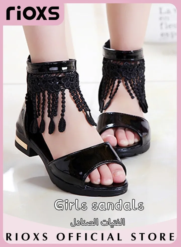 Little Kids Girls Fashion Non-Slip Soft Sole Floral Sandals Princess Adjustable Shoes Lightweight Breathable Ankle Strap Sandals
