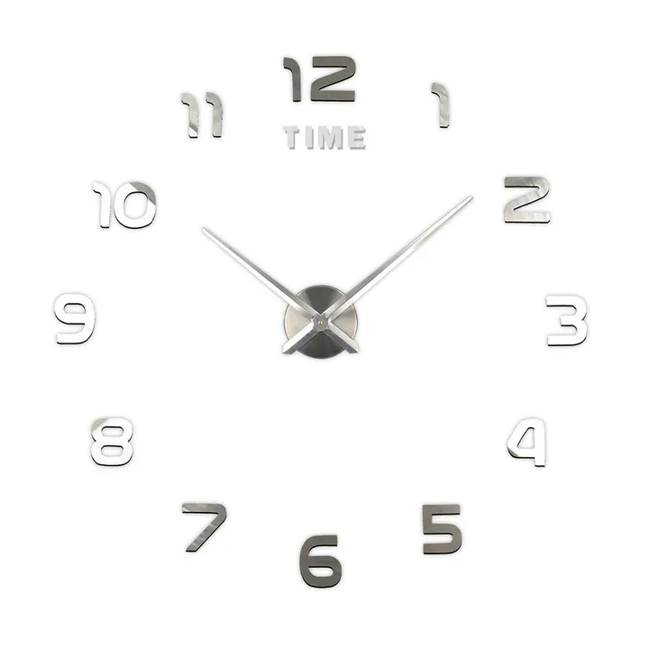 Large DIY Frameless 3D Mirror Wall Clock Stickers