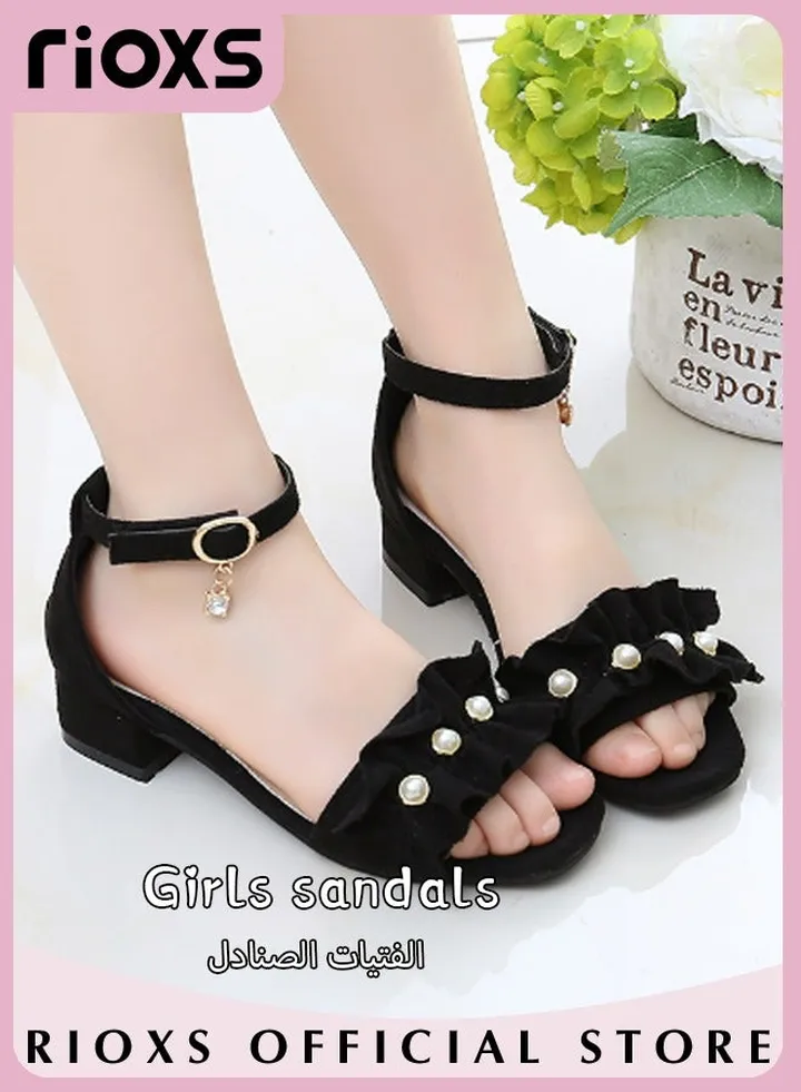 Little Kids Girls Fashion Non-Slip Soft Sole Sandals Princess Adjustable Shoes Lightweight Breathable Ankle Strap Sandals