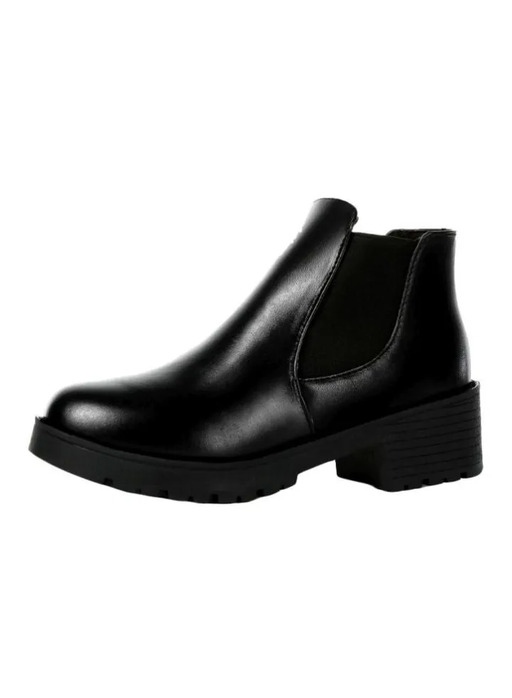 Vintage Leather Ankle Boots Black