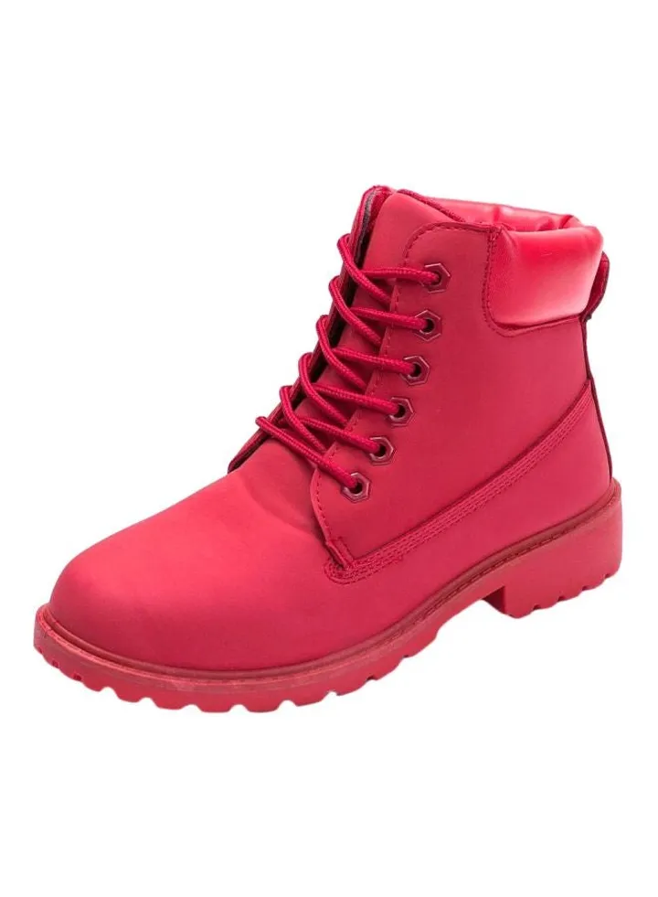 Lace-Up Boots Red