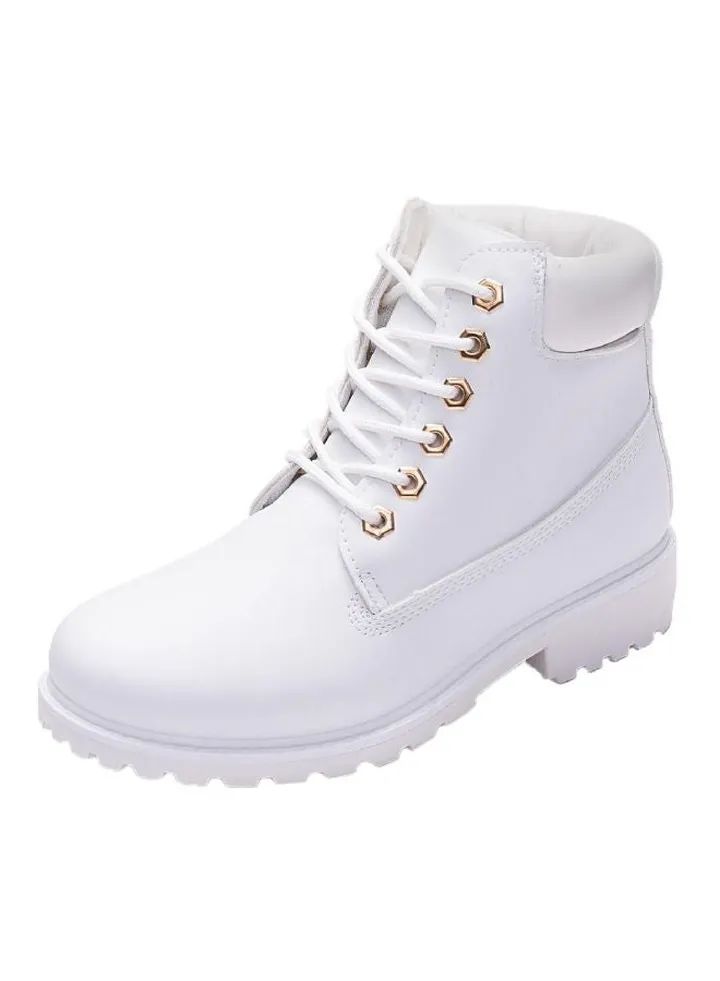 Lace Up Ankle Boots White