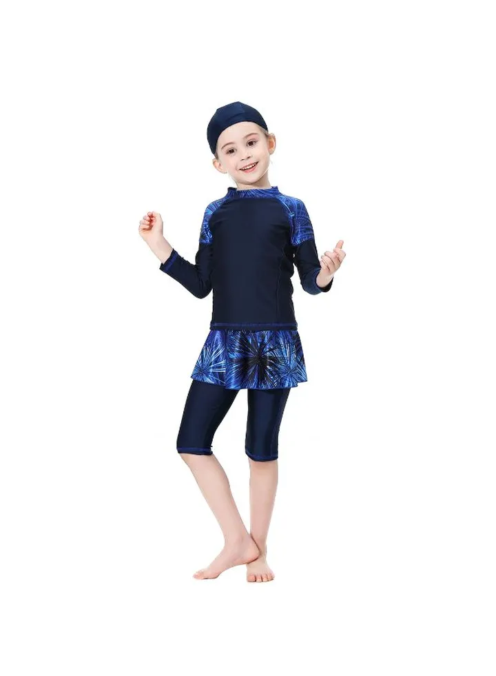 Fashion Long Sleeve Burkini Blue