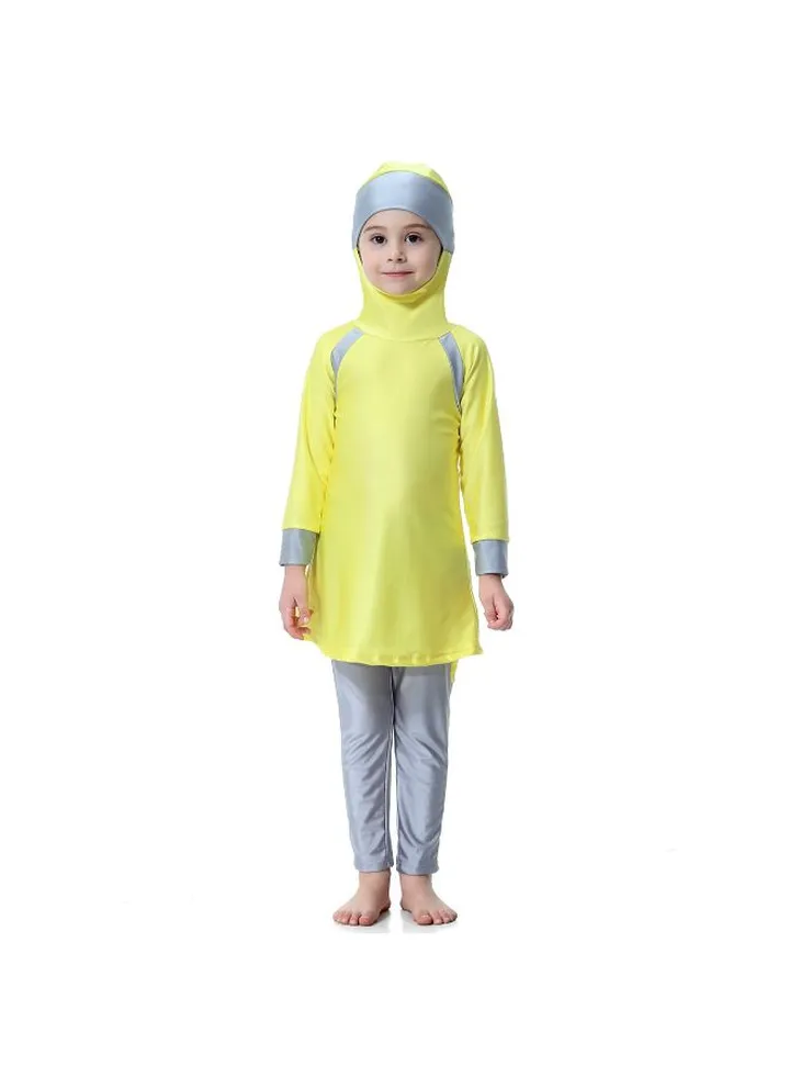 Muslim Conservative Fashion Long Sleeve Burkini Yellow/Blue