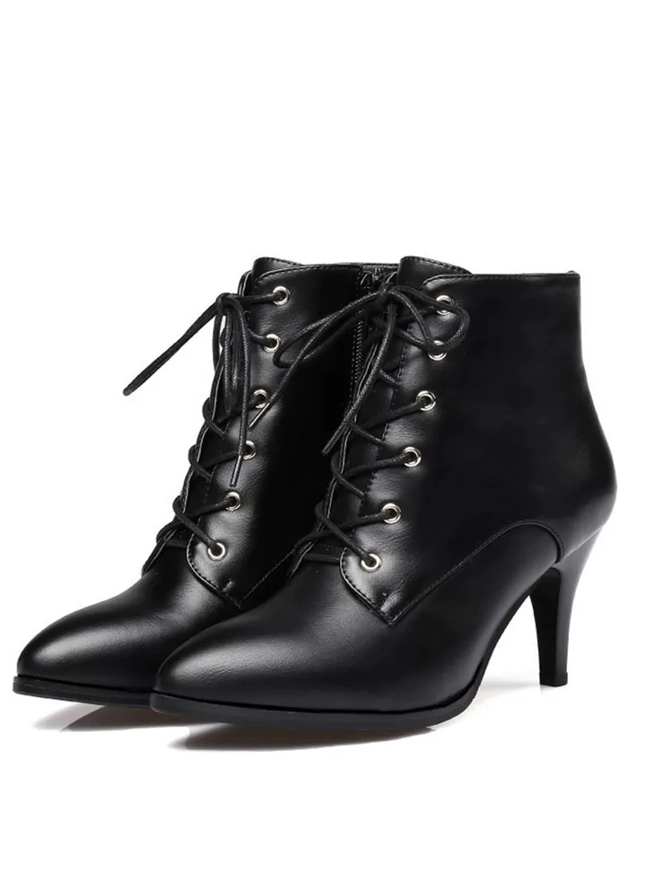 Ankle Boots With Pointed Heels Black