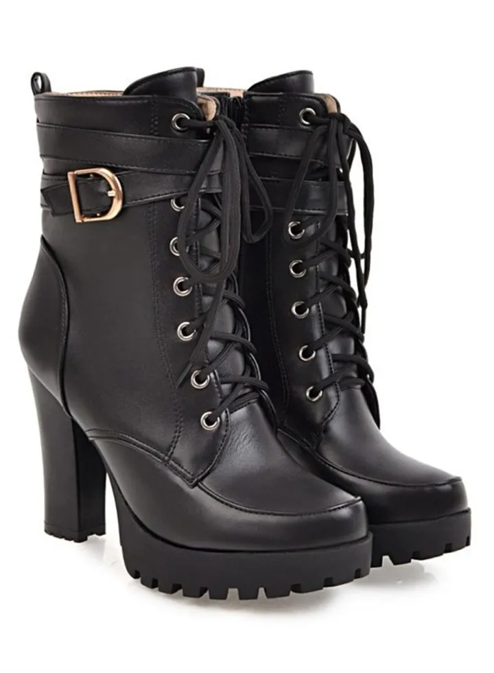 Fashion Ankle Boots With Belts Black