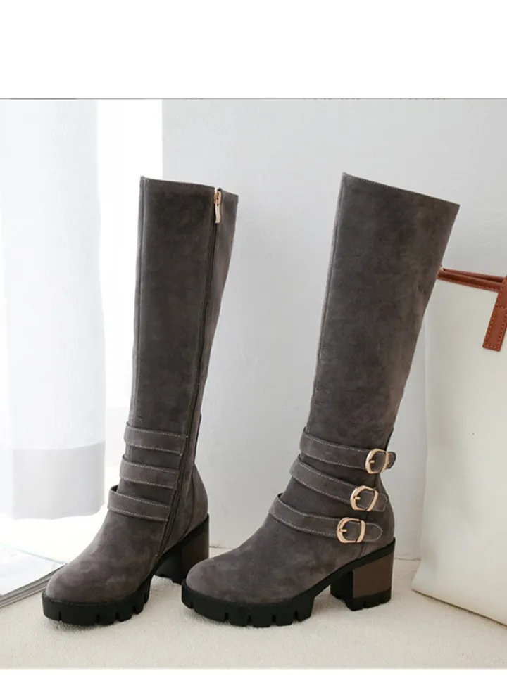 Fashion Boots With High Heels Grey