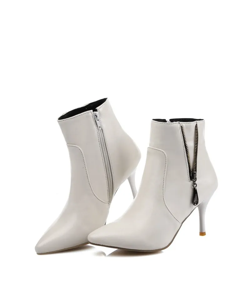 Pointy Ankle Boots For Ladies White