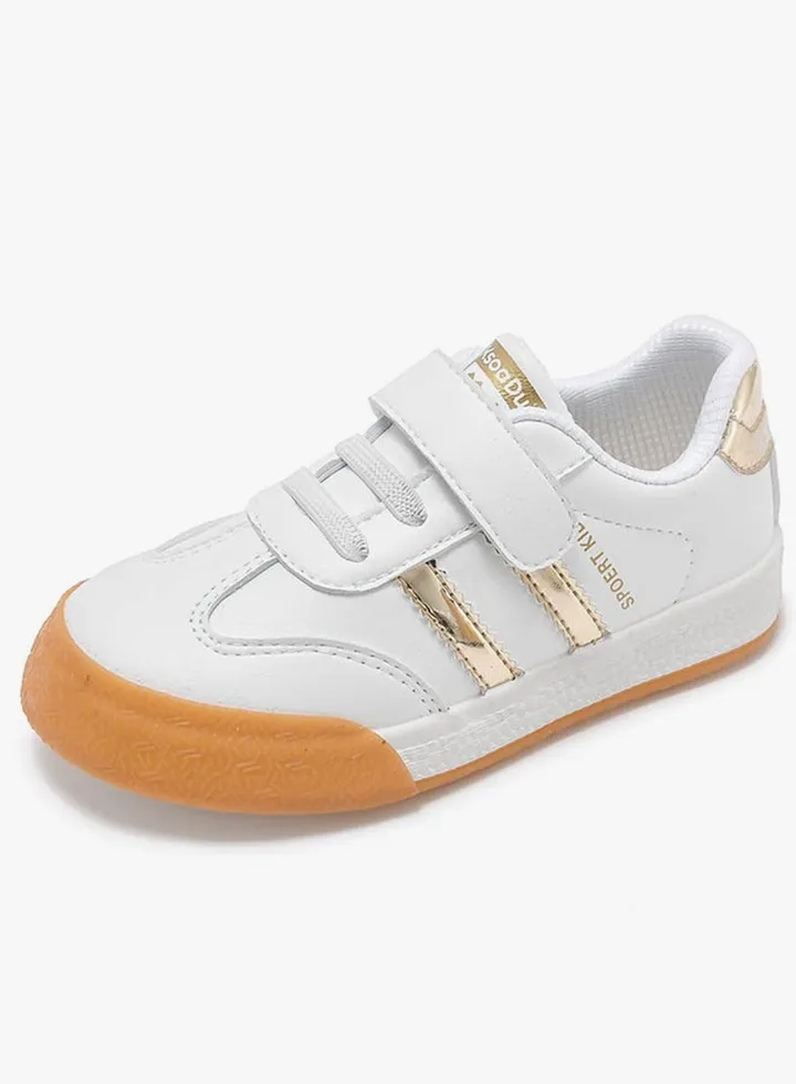 Kids Sneakers Casual Velcro Low Top Sneakers for Boys Girls - Gold