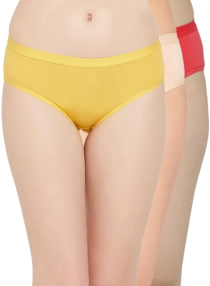 Clovia Pack Of 3 Cotton Mid Waist Hipster Panty