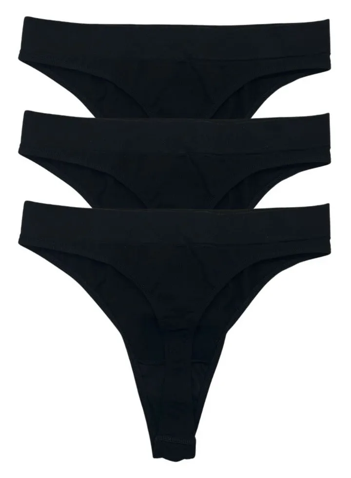Premium Gabbiano Lingerie Nero Black Underwear 3 Pack for Medium to Large Women