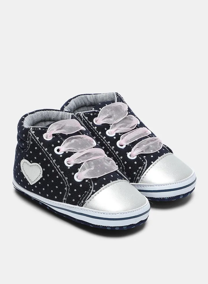 Girls Printed High Top Sneakers Black