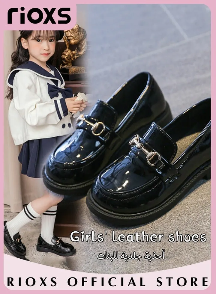 Girls Princess Leather Shoes Fashion Mary Jane Dance Flats School Uniform Shoes