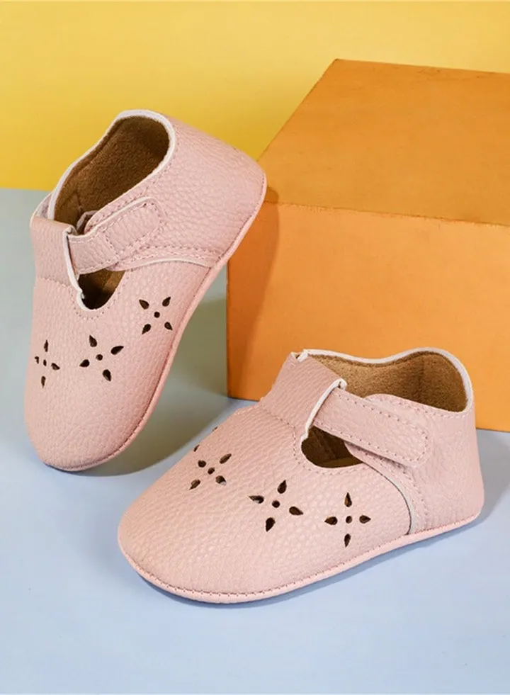 Baby flat leather shoes-pink