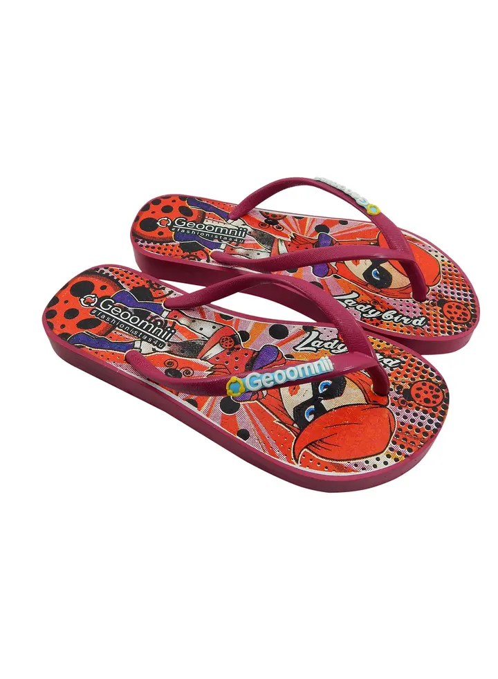 Terris Printed Slip On Slipper Fushcia