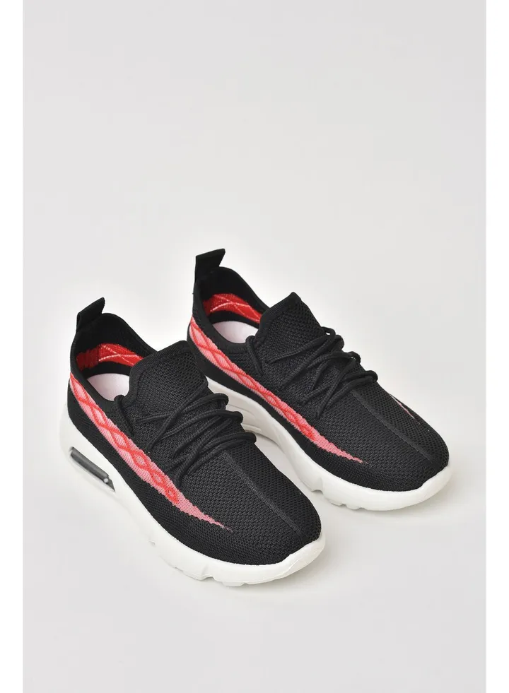 Mesh Detail Lace-Up Shoes Black/Pink