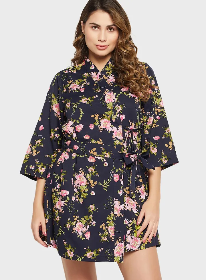 Floral Print Robe