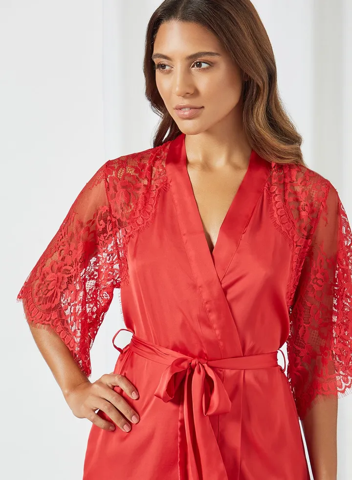 Jennifer Loungewear Kimono Tango Red