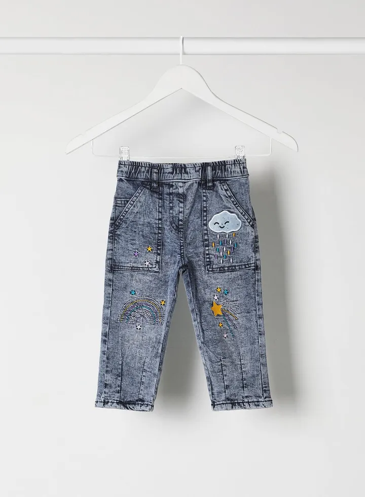 Fashionable Casual Jeans Mid Blue
