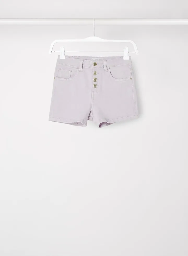 Teen Buttoned Denim Shorts Lilac