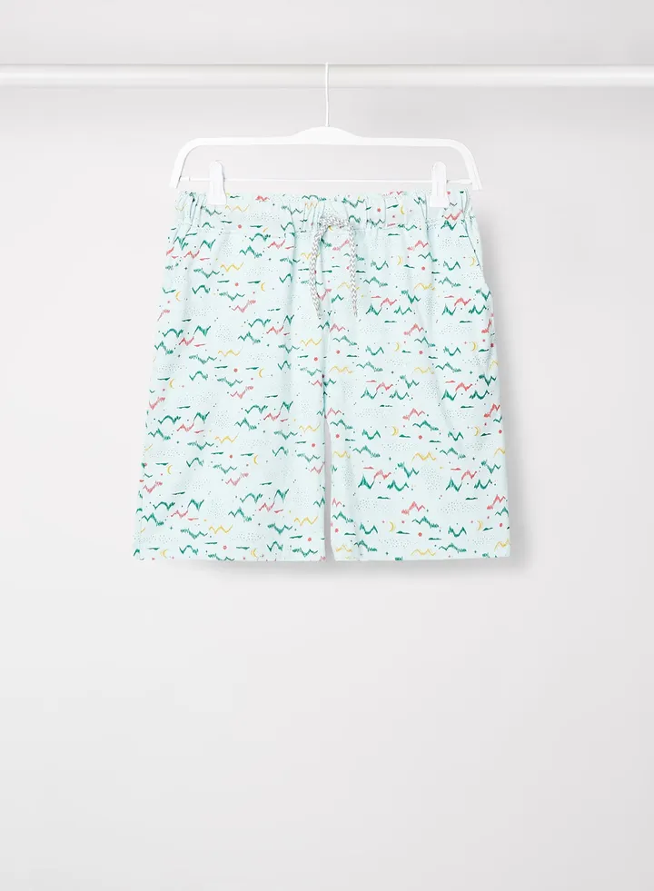 Girls Printed Casual Cotton Lowers Shorts Blue