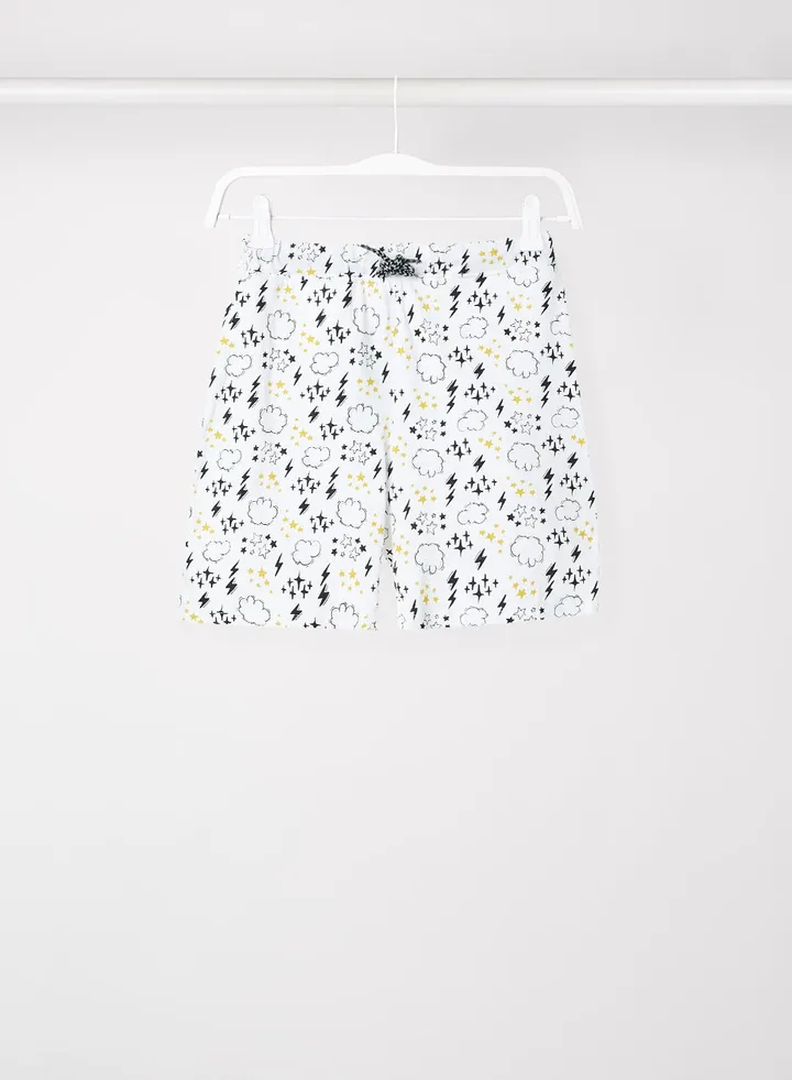 Girls Printed Lowers Cotton Shorts White