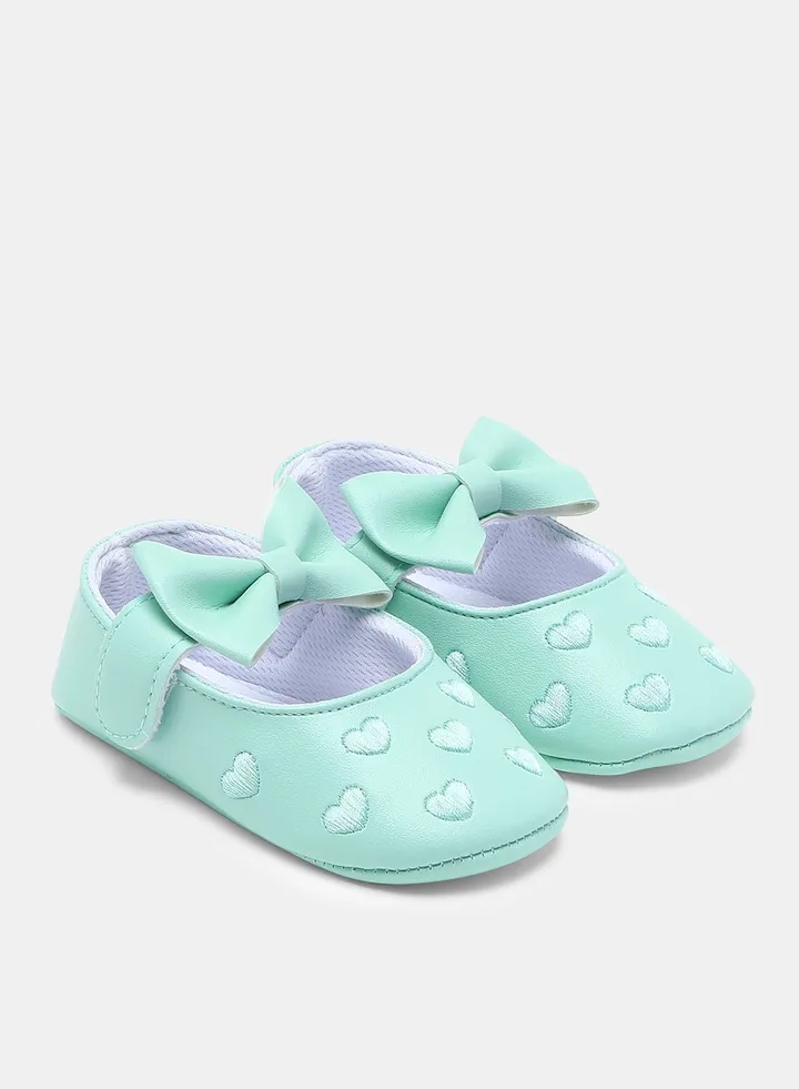 Girls Bow Detailed Ballerina Mint Green