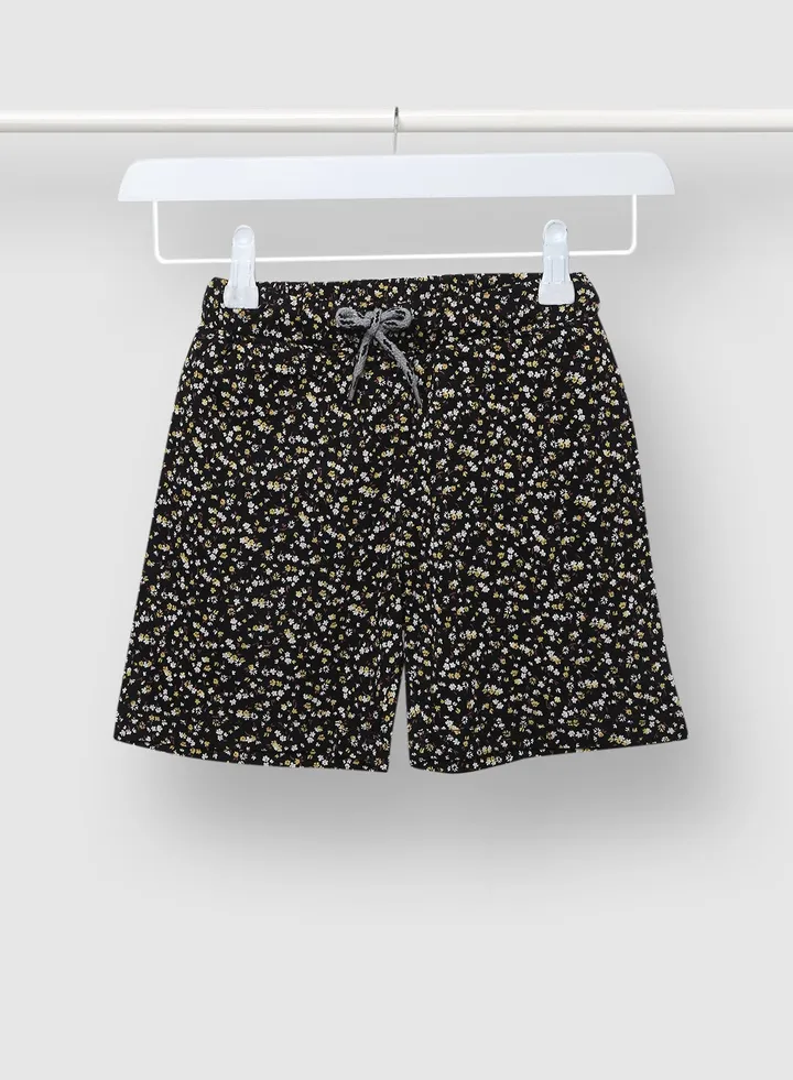 Girls Casual Printed Short Black