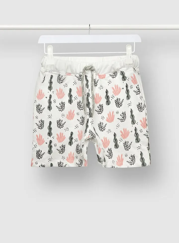 Girls Printed Shorts White/Orange