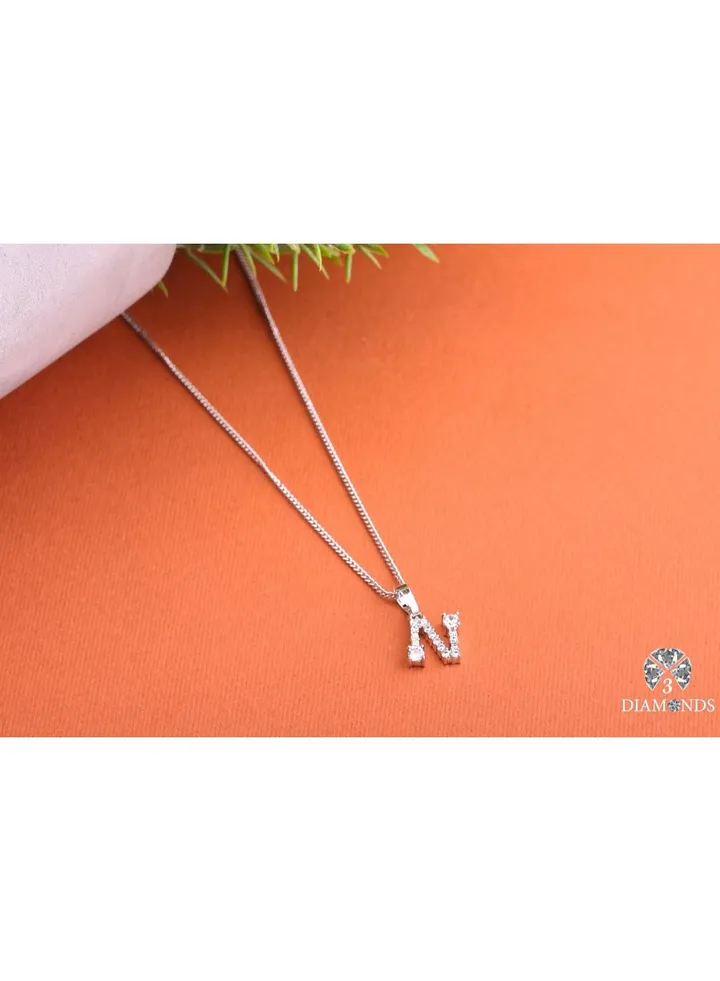 Pendant Necklace For Women Platinum Plated Letter N
