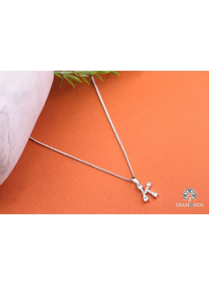 Pendant Necklace For Women Platinum Plated Letter K
