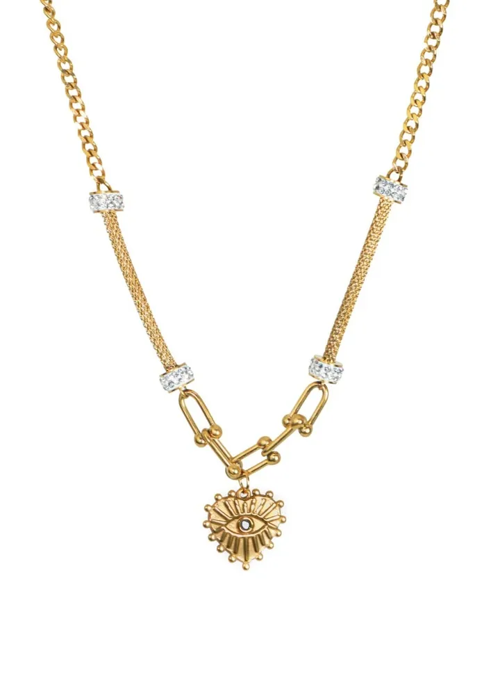 Gold stainless steel chain, length 45cm + 5cm, extension